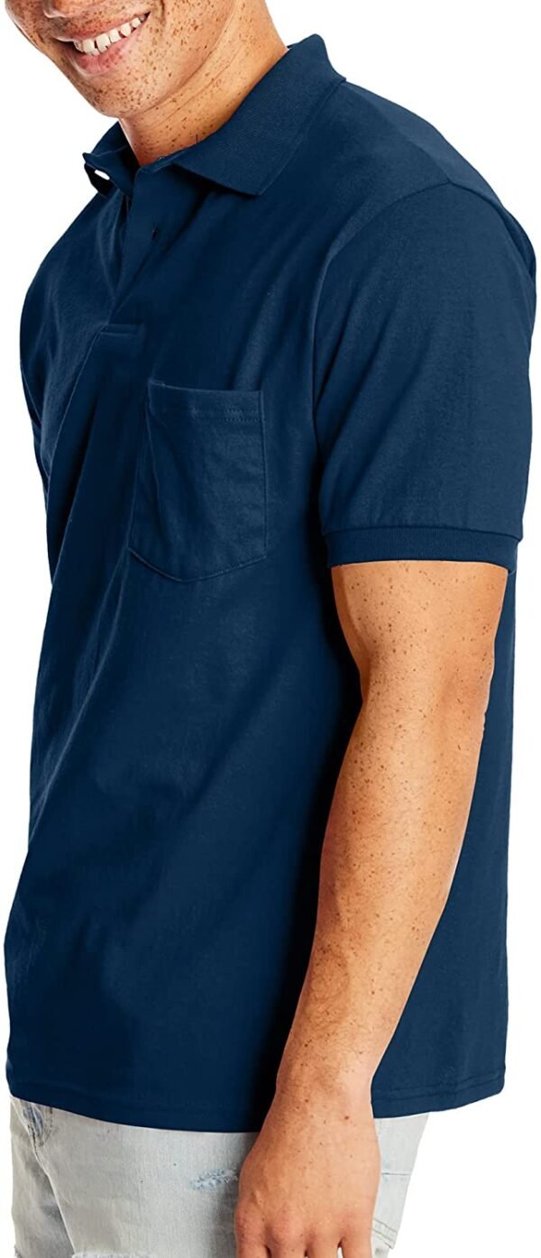 Men's Jersey Short Sleeve Polo Shirt with Pocket - Image 3